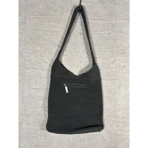The Sak Crochet Shoulder Bag Dark Gray Slouchy Hobo Purse